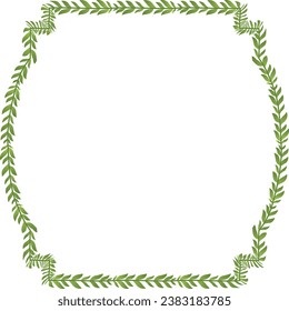 Green leaves Branch Square Frame leaf laurel wreath horizontal vintage frames flower floral border Botanical Branches ornate Elements design border badge decoration isolated