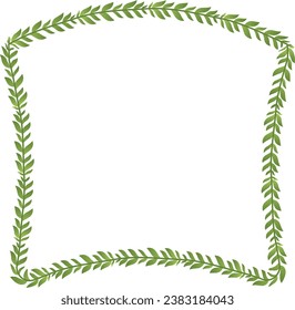 Green leaves Branch Square Frame leaf laurel wreath horizontal vintage frames flower floral border Botanical Branches ornate Elements design border badge decoration isolated 