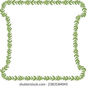 Green leaves Branch Square Frame leaf laurel wreath horizontal vintage frames flower floral border Botanical Branches ornate Elements design border badge decoration isolated 