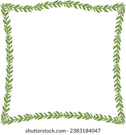 Green leaves Branch Square Frame leaf laurel wreath horizontal vintage frames flower floral border Botanical Branches ornate Elements design border badge decoration isolated 