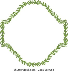 Green leaves Branch Square Frame leaf laurel wreath horizontal vintage frames flower floral border Botanical Branches ornate Elements design border badge decoration isolated 