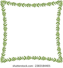 Green leaves Branch Square Frame leaf laurel wreath horizontal vintage frames flower floral border Botanical Branches ornate Elements design border badge decoration isolated 