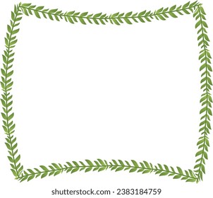 Green leaves Branch Square Frame leaf laurel wreath horizontal vintage frames flower floral border Botanical Branches ornate Elements design border badge decoration isolated