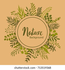 green leaves branches twigs background 