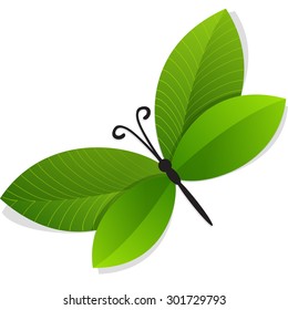 green leaves butterfly