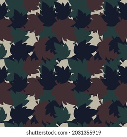 Green Leaves Camouflage Pattern Seamless Vector Illustration. Tile Camo Forest Repetition Texture Wallpaper Background Design.