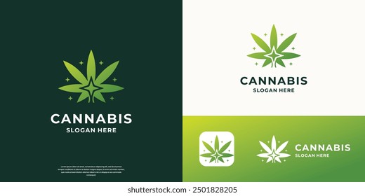 green leaves, cannabis logo designs, icons elements vector.