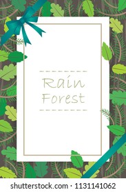 Green leaves card with bow vector background for decoration.