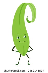 Green leaves character. Cute happy funny smiling leaf character. Vector illustration isolated on white background