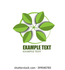  green leaves circle composition on white, eco logo
