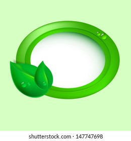Green leaves with circle. Eco concept. EPS10 vector.