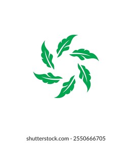 Green leaves circle logo vector. organic symbol