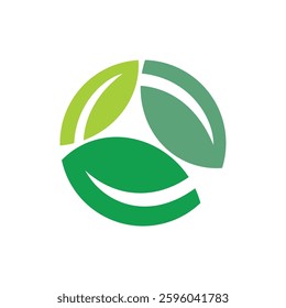 Green Leaves in Circle Shape Logo Template