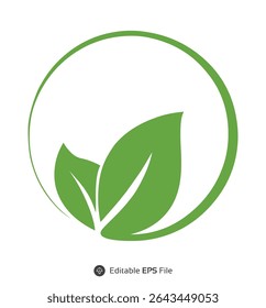 Green Leaves in Circular Frame Eco Logo Design nature logo