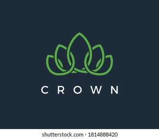 Green Leaves Crown abstract Logo design vector template. Eco nature Creative Business Logotype concept icon.