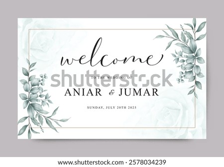 Green leaves decoration template for wedding sign card, banner, cover, card, wallpaper, etc.