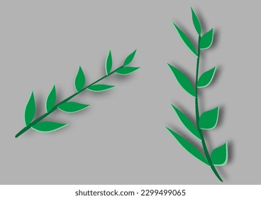  Designelemente aus grünen Blättern. Dieses Bild ist eine Vektorgrafik.