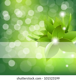 Green Leaves Design With Sun Beams, Vector Illustration