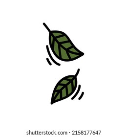 green leaves doodle icon, vector illustration