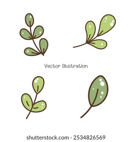 Green Leaves Doodle, Vector Illustration