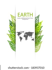 Green leaves Earth background vector design