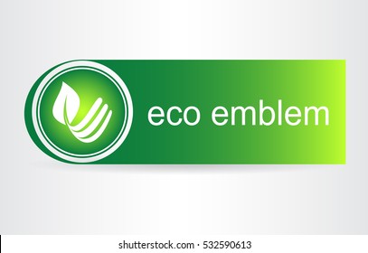 Green leaves. Eco icon. Ecology concept type as logotype. Template for logo.