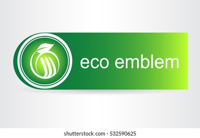 Green leaves. Eco icon. Ecology concept type as logotype. Template for logo.