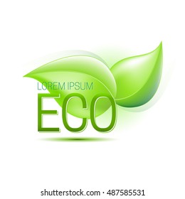 Green leaves. Eco icon. Vector illustration of ecology concept.