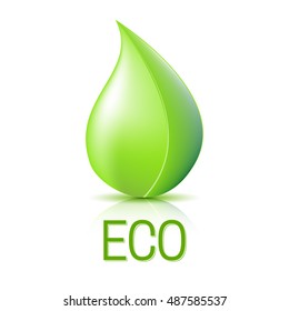 Green leaves. Eco icon. Vector illustration of ecology concept.