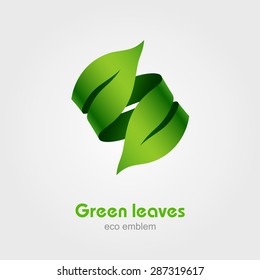 Green Leaves Eco Logo vector design element template, Ecology concept type as logotype, Vector illustration Eps 10