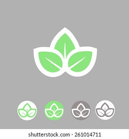 Green leaves  ecology symbol. template logo  design. vector 