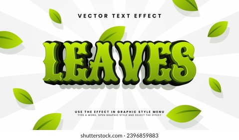 El color verde deja un efecto de estilo de texto editable. Efecto de texto vectorial con verde para una atmósfera natural.