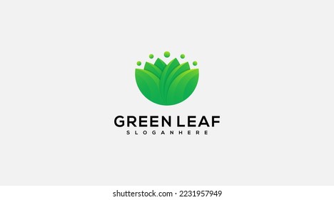 green leaves effect logo design illustration vector