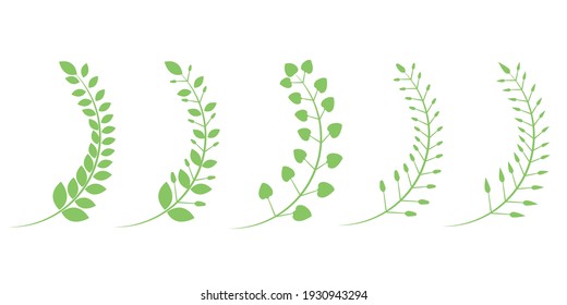 Green leaves elements for web, graphics and sales promotion design.
Set of leaves design elements. Illustration Vector.