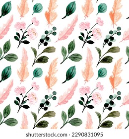 Hojas verdes y acuarela de plumas para fondo, tela, textil, moda, papel pintado, boda, banner, pegatina, decoración, etc.
