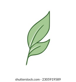 Icono de las hojas verdes aisladas en fondo blanco. Ilustración del vector