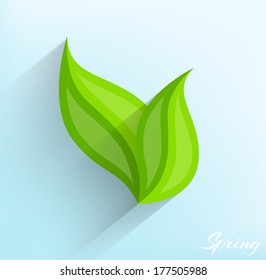 Green leaves in flat style