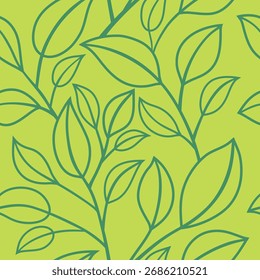 Green leaves floral seamless pattern