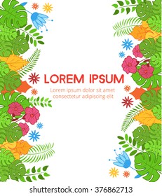 Green leaves and flowers banner