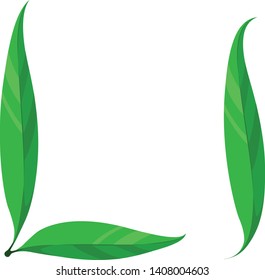 Green Leaves font, Alphabet letters L, Vector illustration.