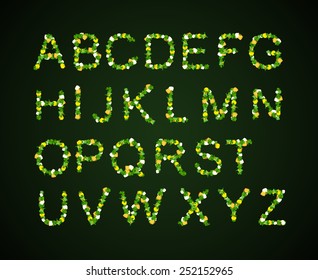  Green Leaves font, st. patrick day, clover ABC