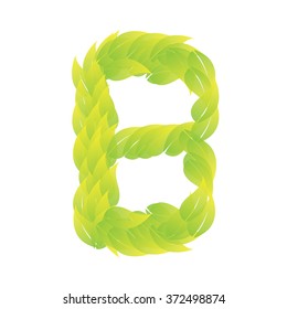 Green Leaves font. Vector illustration.(B)