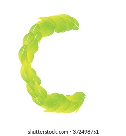 Green Leaves font. Vector illustration.(C)
