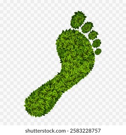 Green leaves footprint. Isolated on transparent background. Vector illustration