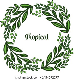 Green leaves frame abstract for lettering tropical. Vector