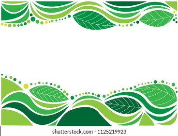 Green leaves frame with copy space background.