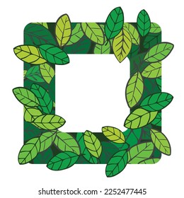 Marco de hojas verdes con espacio de copia en el medio, ilustración vectorial del diseño de plantilla de maqueta natural