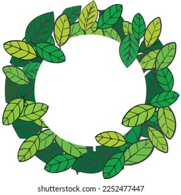 Marco de hojas verdes con espacio de copia en el medio, ilustración vectorial del diseño de plantilla de maqueta natural