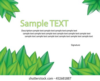 Green leaves frame corner. Vector illustrator