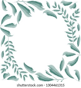 Green leaves frame design. Design for logo, greeting card, wedding invitation. Vector illustration